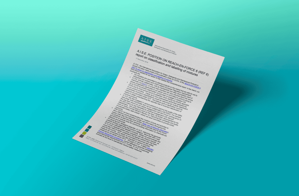 A.I.S.E. Position on REACH-EN-FORCE 6 (REF 6) report on classification and labelling of mixtures