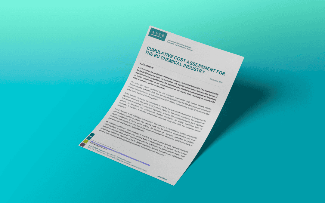Cumulative cost assessment for the EU Chemical Industry – A.I.S.E. position