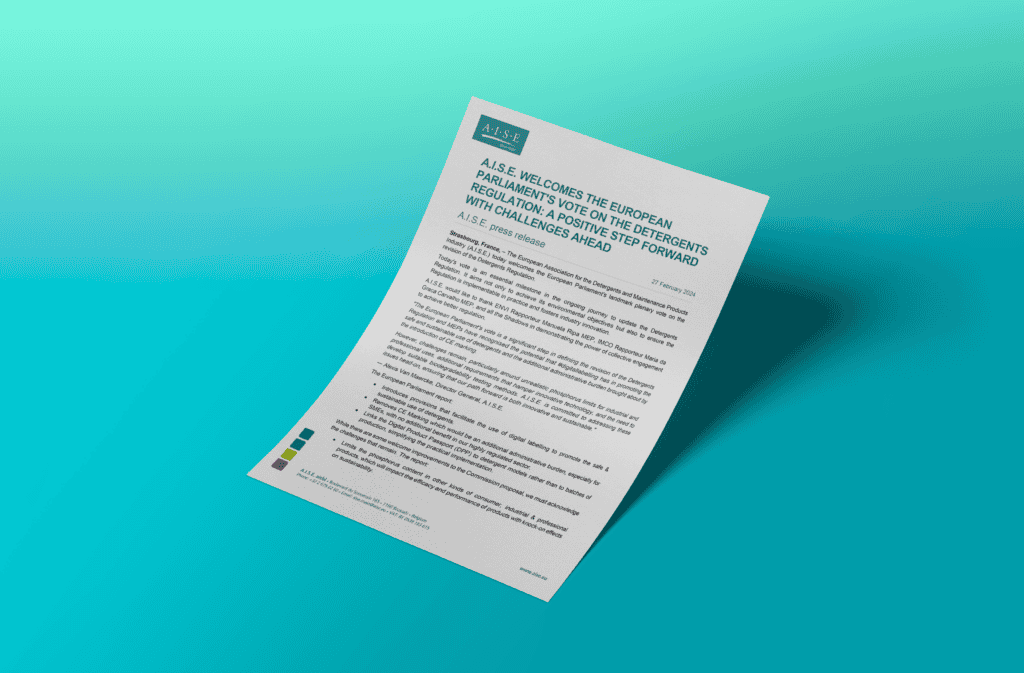 A.I.S.E. welcomes the European Parliament's vote on the Detergents Regulation