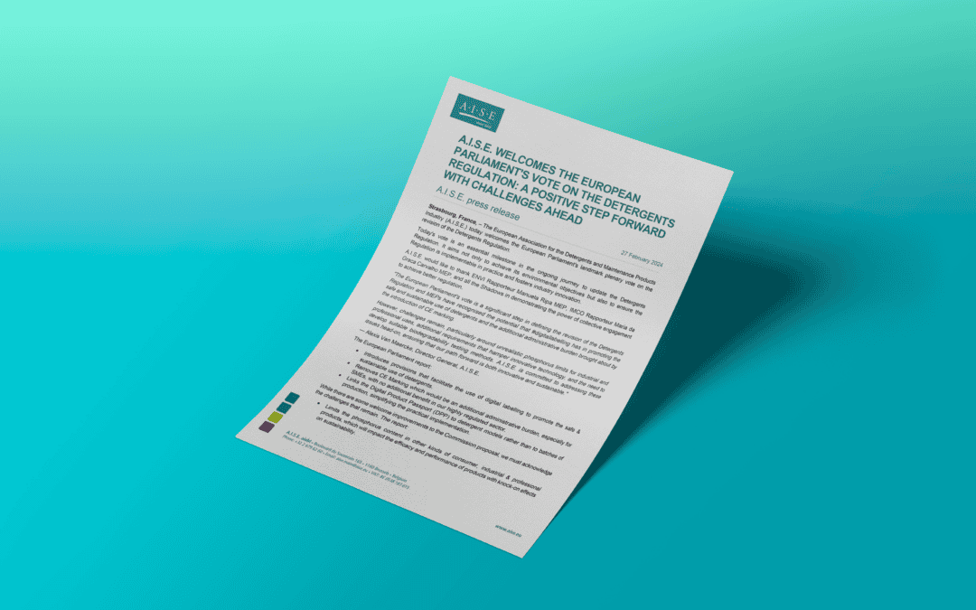 A.I.S.E. welcomes the European Parliament’s vote on the Detergents Regulation