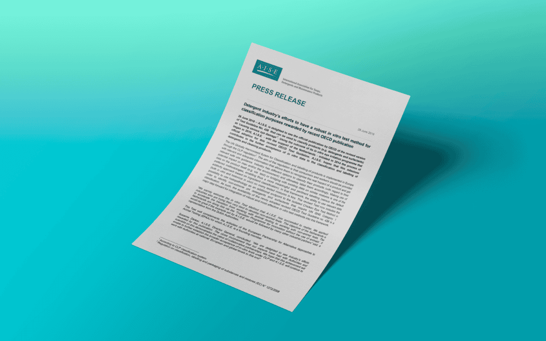 Detergent industry’s efforts to have a robust in vitro test method for classification purposes rewarded by recent OECD publication