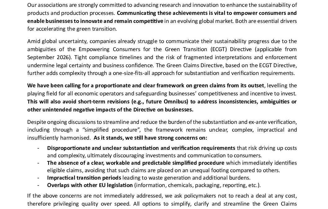 European businesses urge EU Institutions to avoid a rushed adoption of the Green Claims Directive