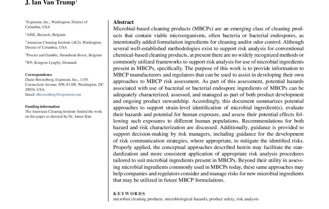 Risk analysis approaches for microbial ingredients in MBCP – D. Boesenberg et al – 2025