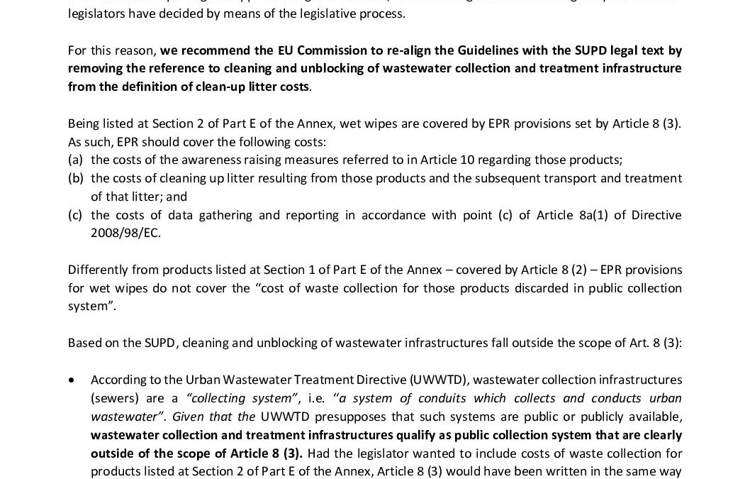 Joint industry statement on SUPD guidelines on litter clean-up costs