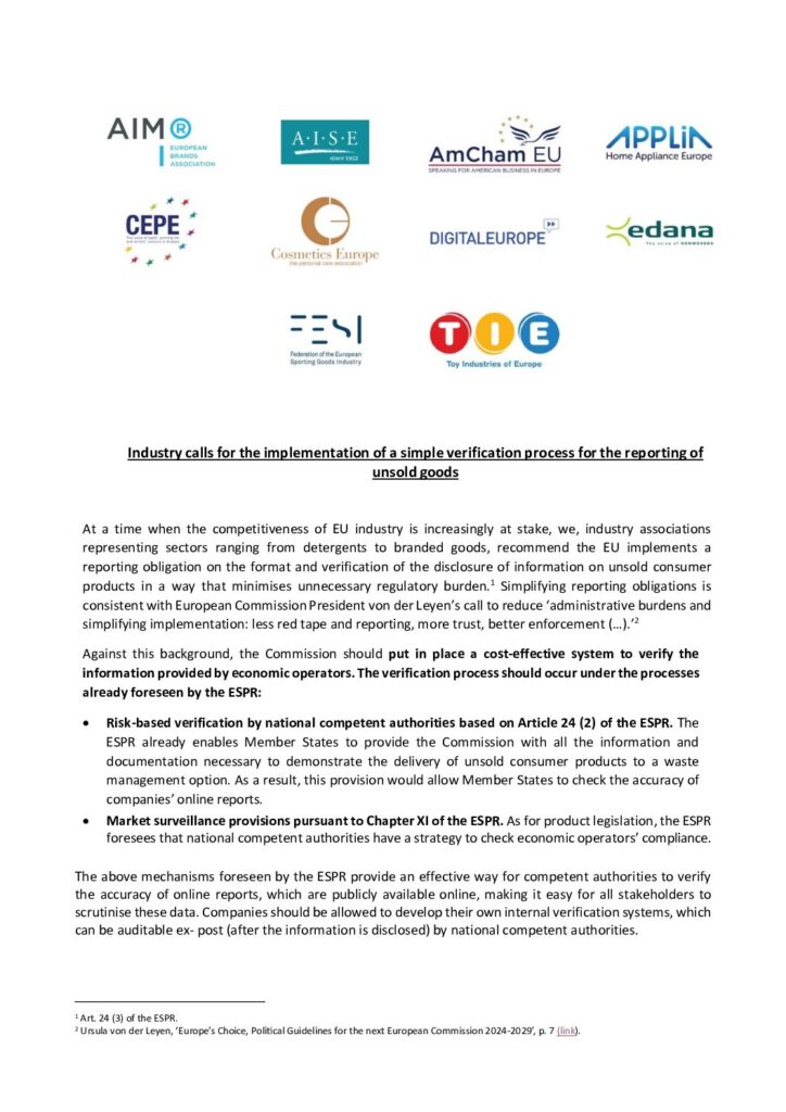 Industry calls for the implementation of a simple verification process for the reporting of unsold goods