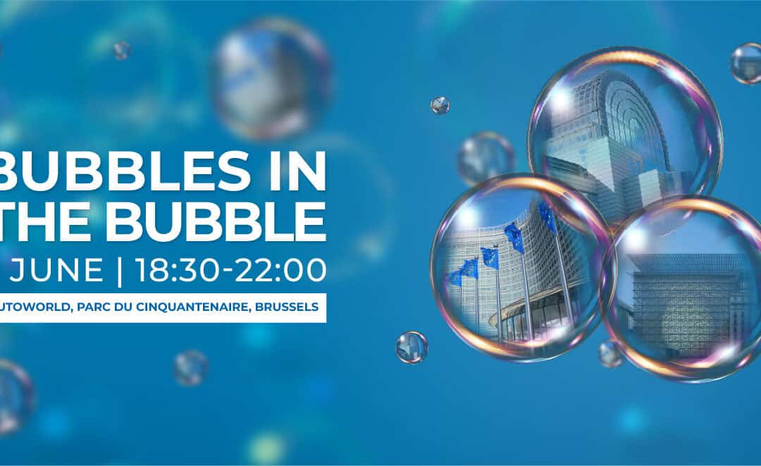 Bubbles in the Bubble event poster for Detergents Europe conference in Brussels.